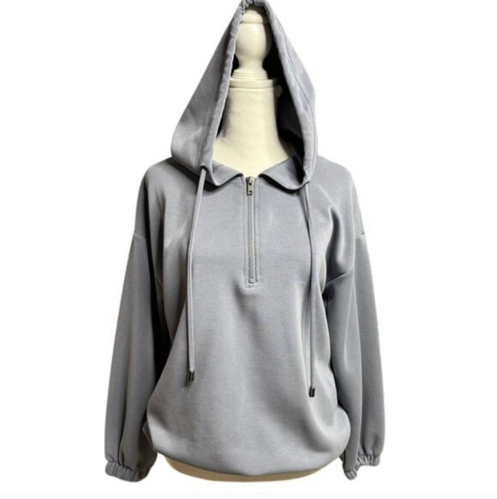 Cable & Gauge Sport Yummy Quarter Zip Up Gray Pullover - Picture 4 of 8
